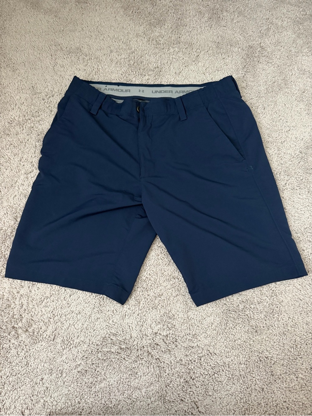 Under Armour Men's Navy Flat-Front Performance Shorts